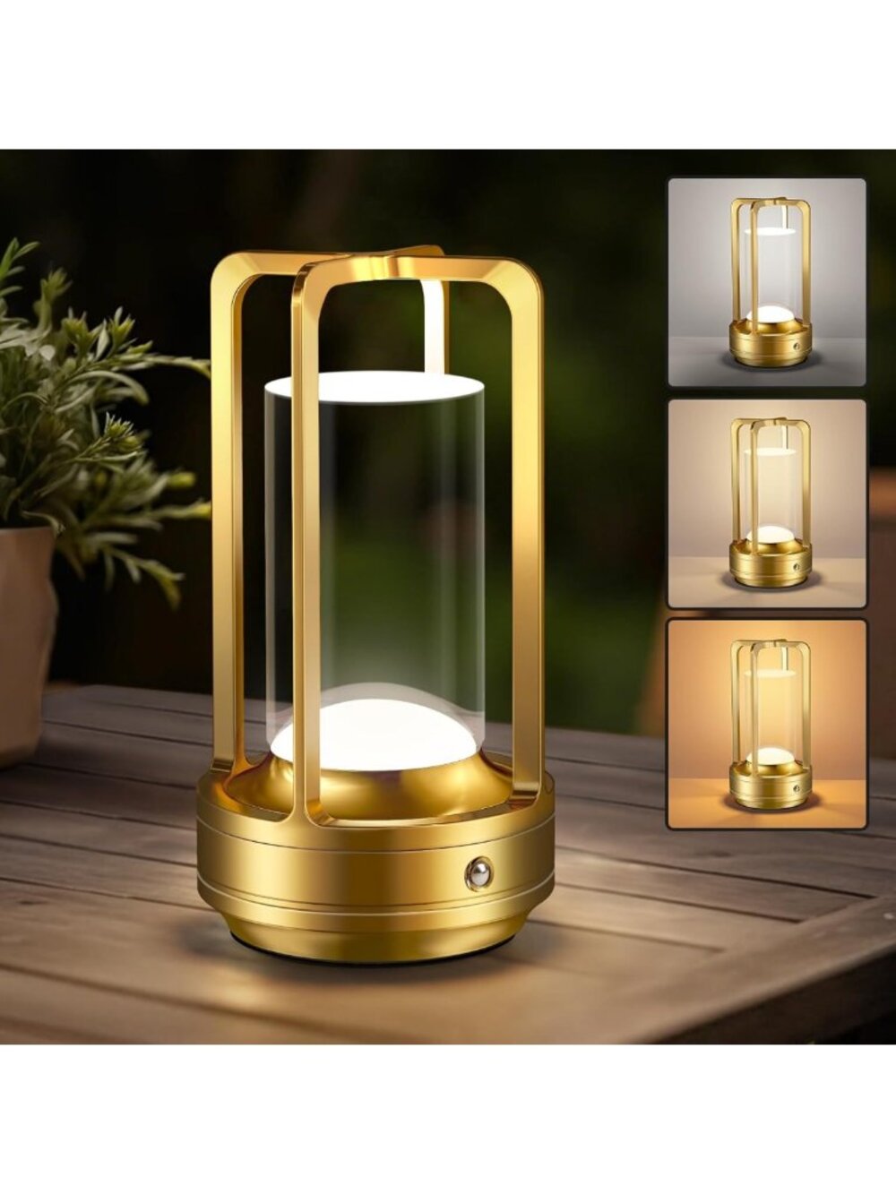 Cordless Rechargeable Table Lamp - Dimmable LED Lantern for Indoor/Outdoor Use